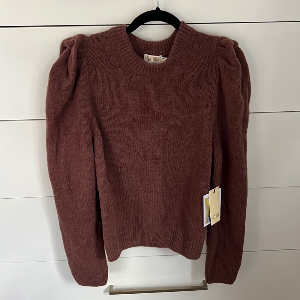 Nation LTD puff sleeve crew neck sweater - size small